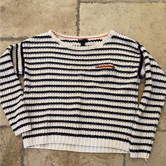 Tommy Hilfiger Sweaters - Tommy Hilfiger Cropped Sweater Striped with Zipper Detail, Size M